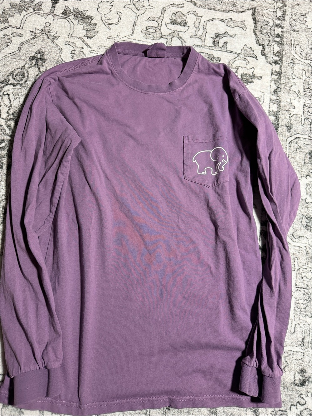 ivory ella Purple Long-Sleeve Pocket Tee with Elephant Graphic